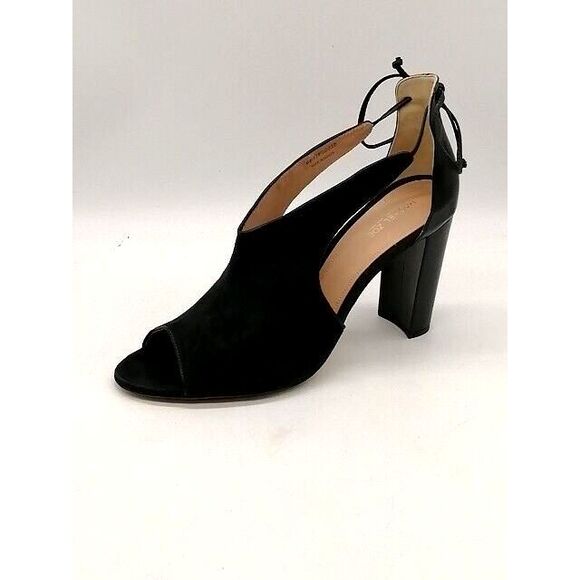 Rachel Zoe Sandals Womens Stephanie Black 11 Peep Toe Shoe Suede High‎ Heel NEW - Picture 1 of 11